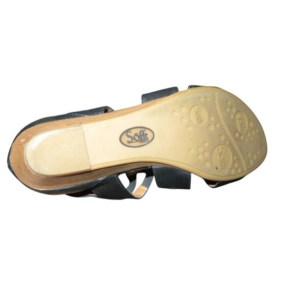 SOFFT Ilana Black Full Grain Leather Wedge Embellished Studded Back Zip Sandals - Picture 9 of 11